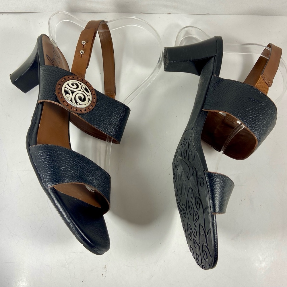 Brighton Black and Brown Heels with Decorative Metal Detail - Picture 7 of 12